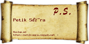 Petik Sára névjegykártya